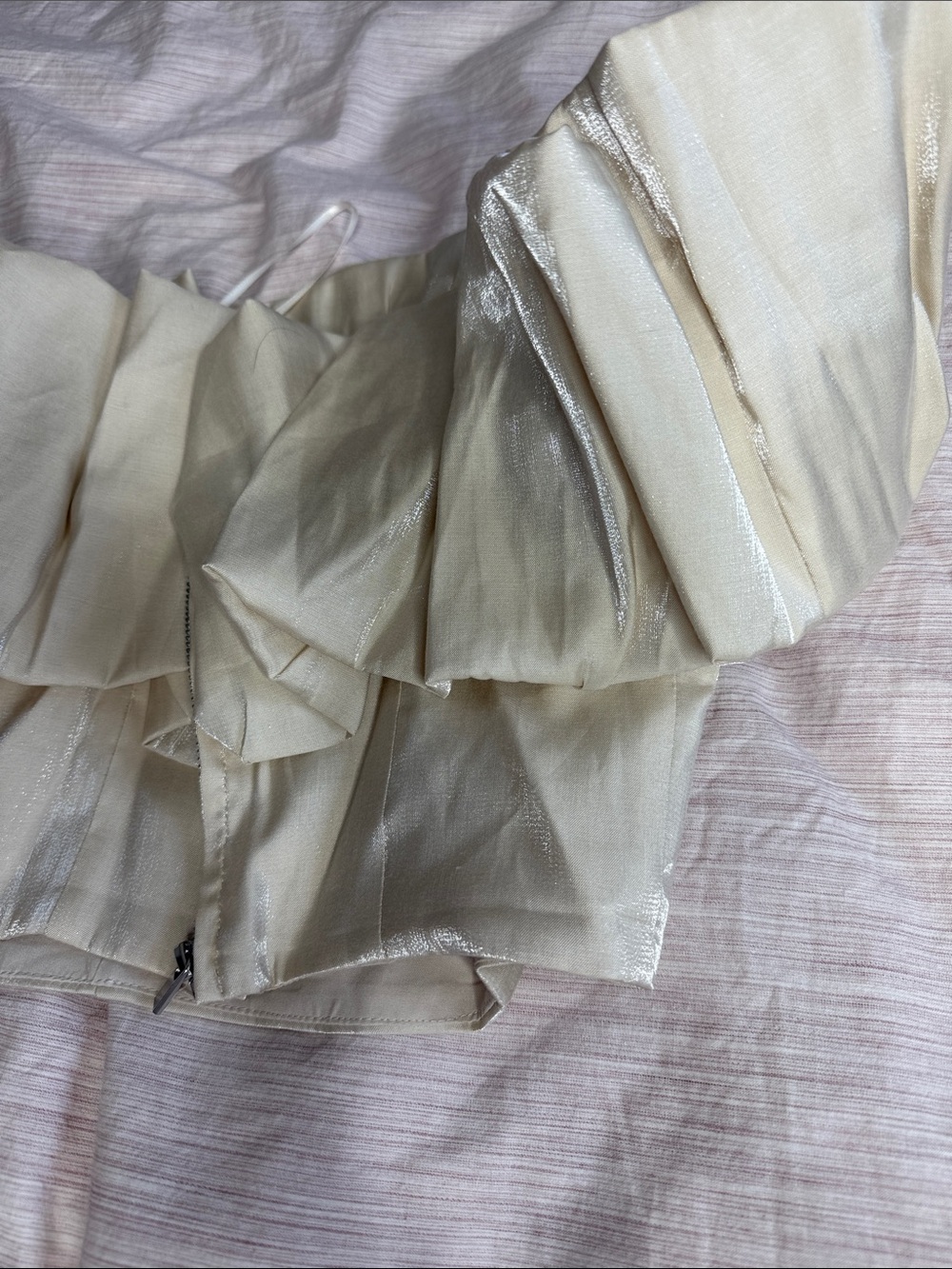 Dynamite Cream Off-Shoulder Ruffle Crop Top - Picture 9 of 10